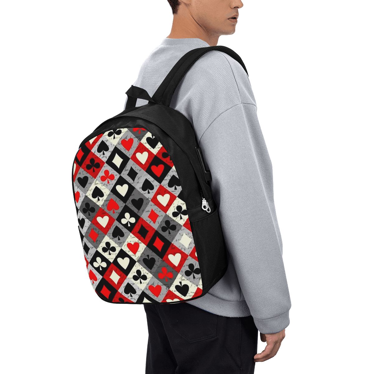 Backpacks - حقيبة ظهر مطبوعة بتصميم أوراق اللعب