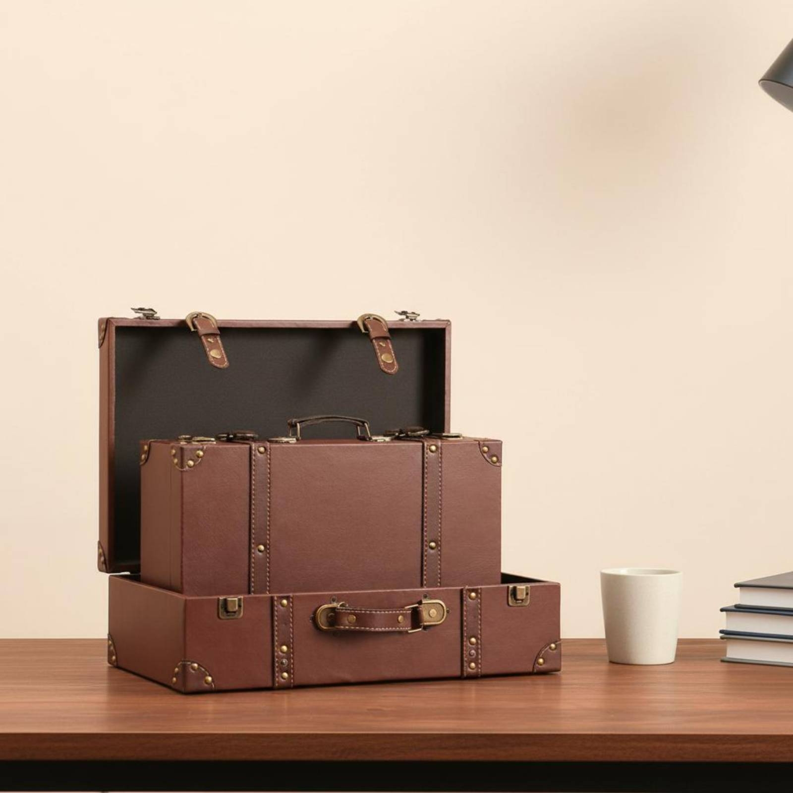 Retro Vintage Trunk Suitcase - صندوق تخزين عتيق بتصميم حقيبة سفر،