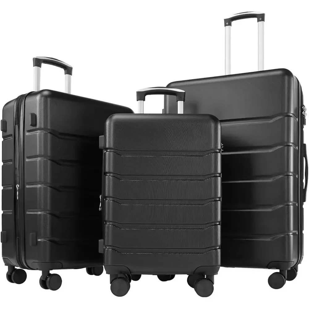 طقم حقائب سفر صلبة دوارة من 3  - مراجعة Expandable Hard Shell Luggage Set وسعره