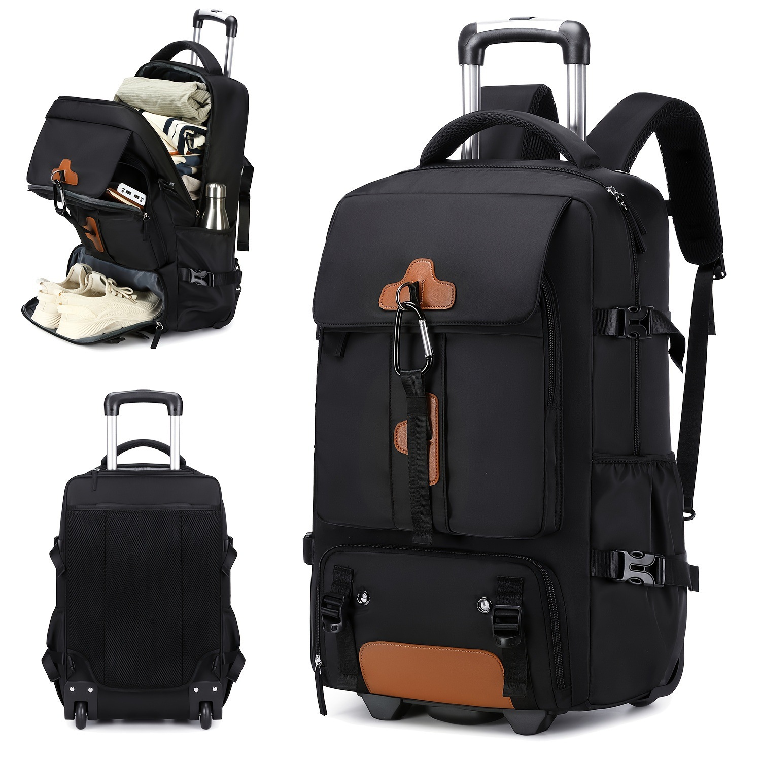 حقيبة ظهر بعجلات ذات سعة كبيرة - مراجعة Foldable Rolling Luggage Bag وسعره
